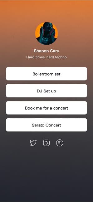 Linktree screen 7
